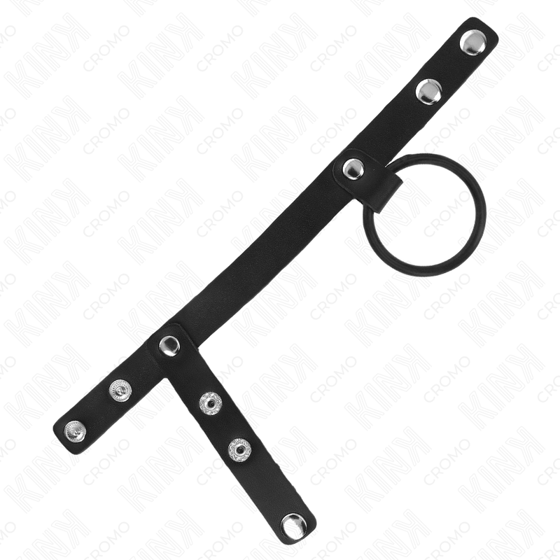 KINK - SILIKON PENIS RING 3.8 CM MED BOLLDELARE OCH LÄDERREM 22 X 1.5 CM