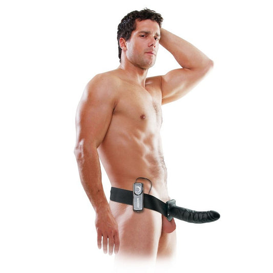 FETISH FANTASY SERIES - 19 CM VIBRERANDE HÅLSTRAP-ON SVART