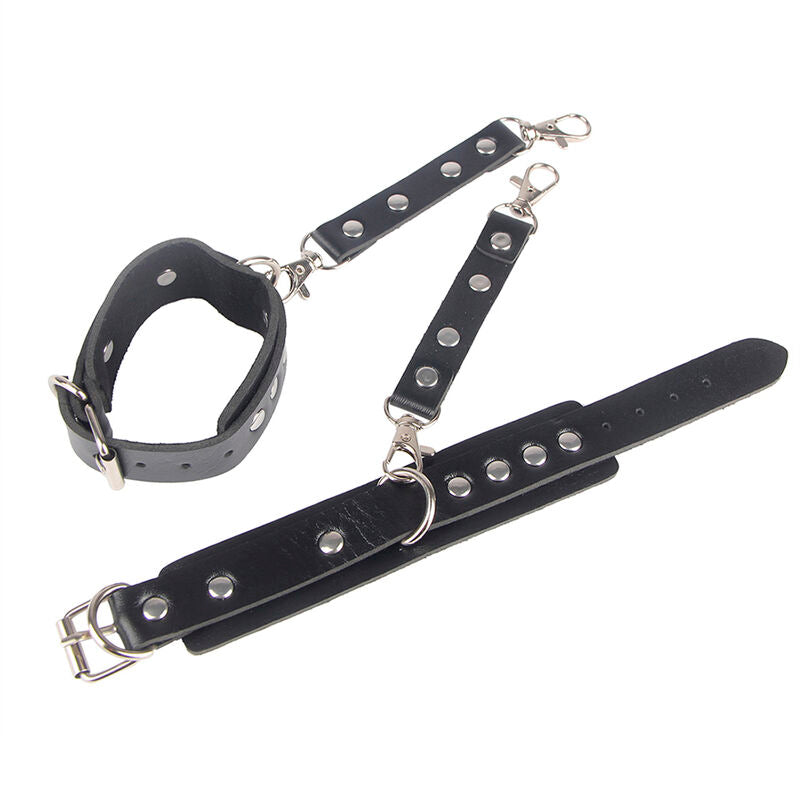 SUBBLIME - 953690 Handfängsel med Bondagebälte Svart One Size