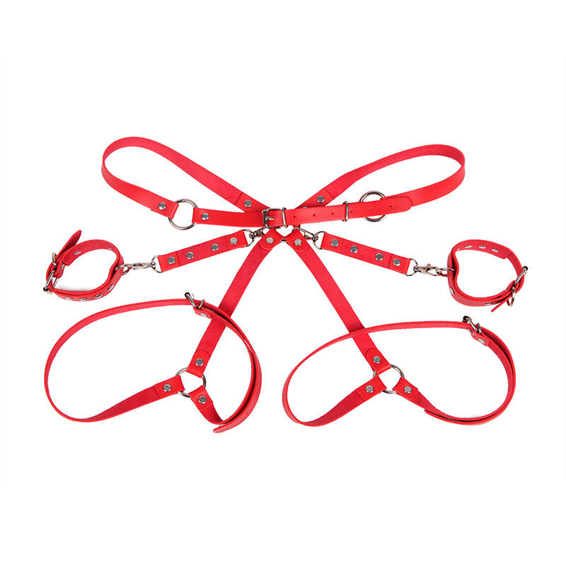 SUBBLIME - 953706 Handfängsel med Bondagebälte Röd One Size