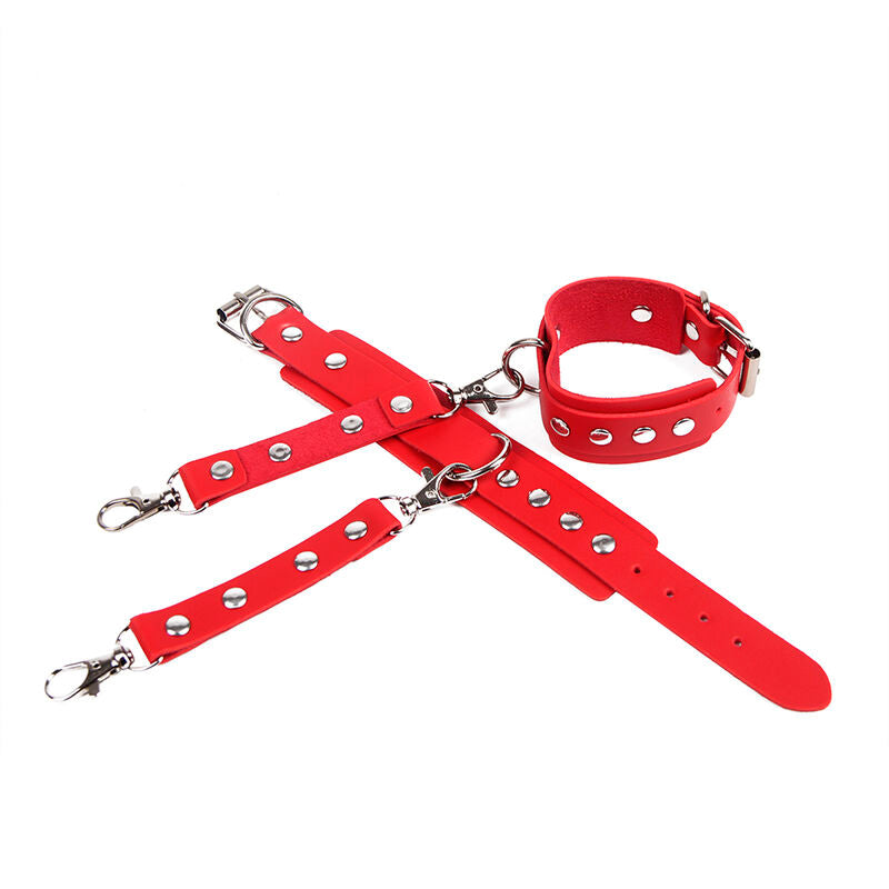 SUBBLIME - 953706 Handfängsel med Bondagebälte Röd One Size