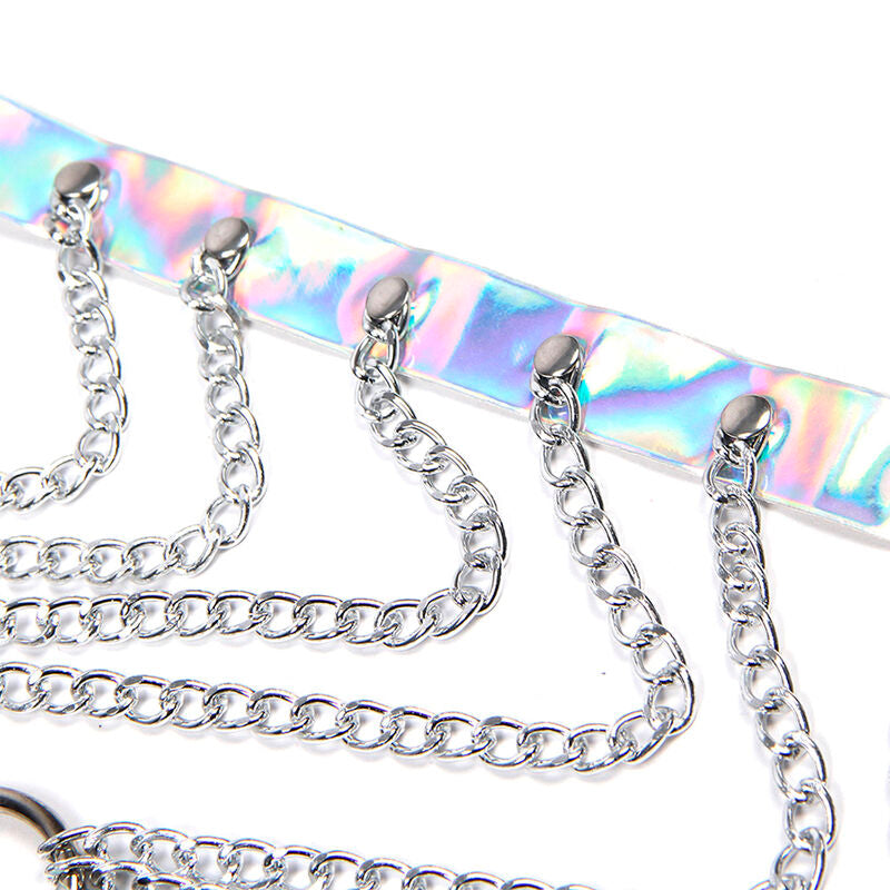 SUBBLIME - 953737 Bröstsele med ringar och kedjor Silver One Size