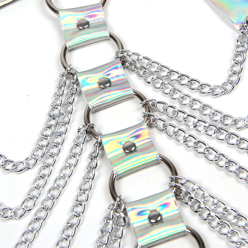 SUBBLIME - 953737 Bröstsele med ringar och kedjor Silver One Size