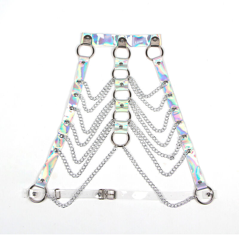 SUBBLIME - 953737 Bröstsele med ringar och kedjor Silver One Size