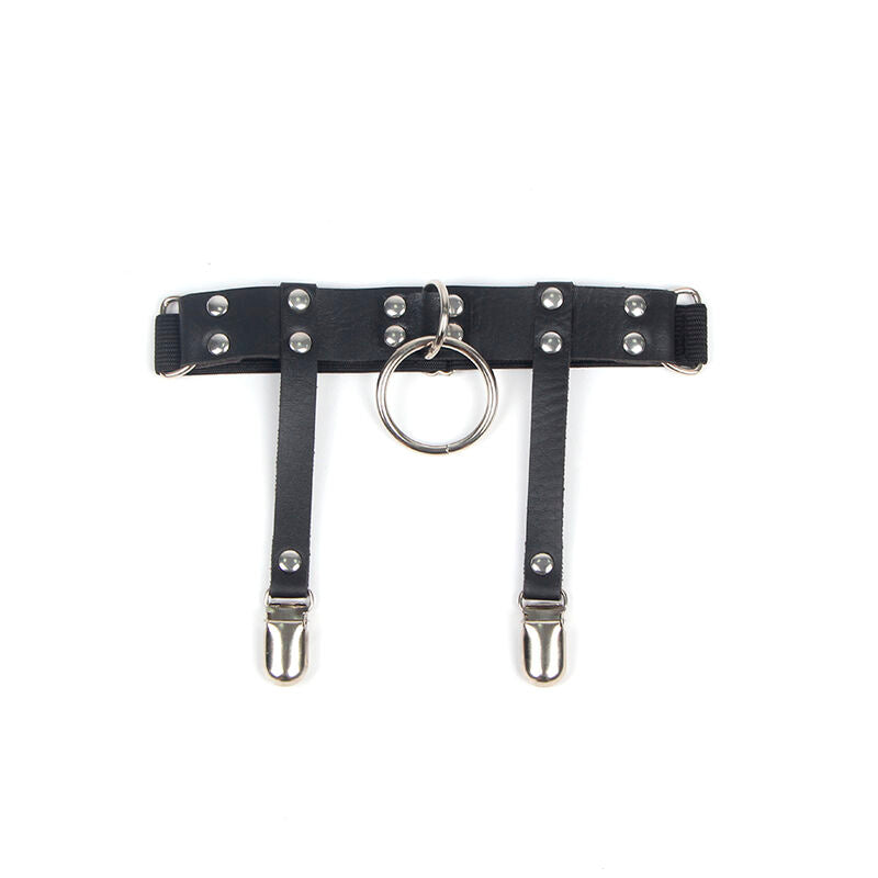 SUBBLIME - 953744 Justerbar Läder Punk Garter Svart One Size