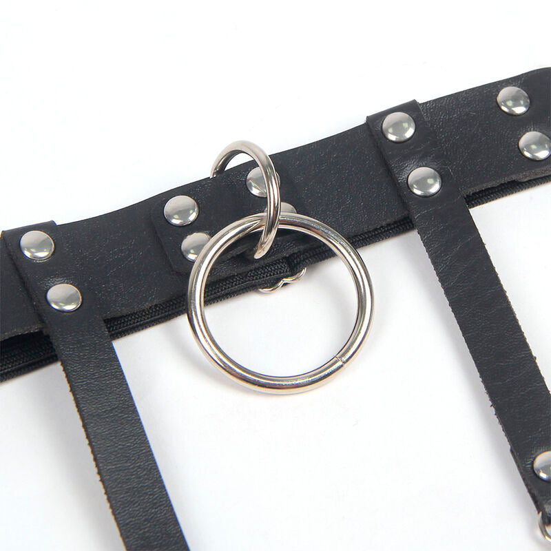 SUBBLIME - 953744 Justerbar Läder Punk Garter Svart One Size