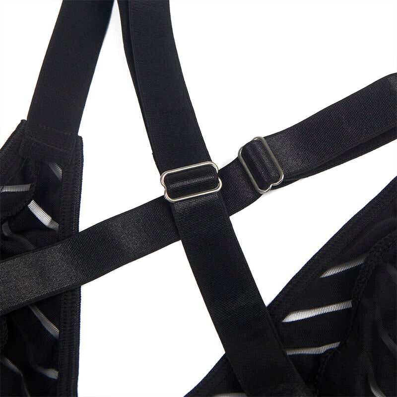 SUBBLIME body med strumpband i svart för kvinnor L/XL