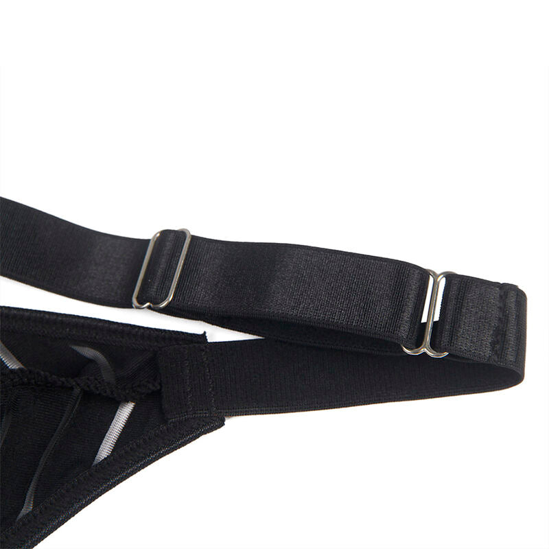 SUBBLIME body med strumpband i svart för kvinnor L/XL