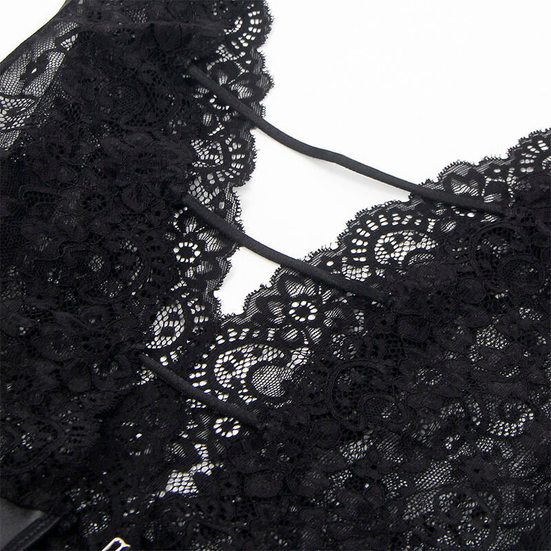Sublime sexy body med strumpband i svart, storlek L/XL