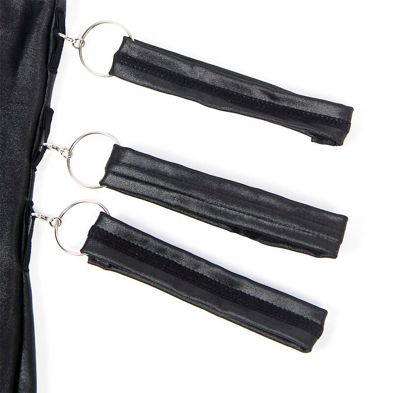 Läder bondage body i svart, storlek L/XL