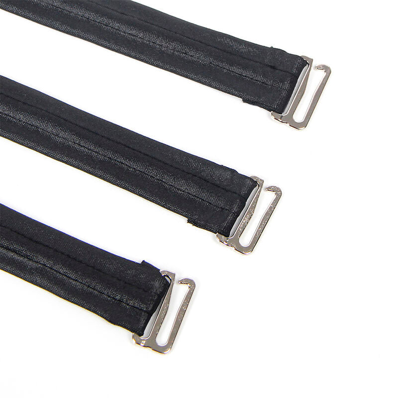 Läder bondage body i svart, storlek L/XL