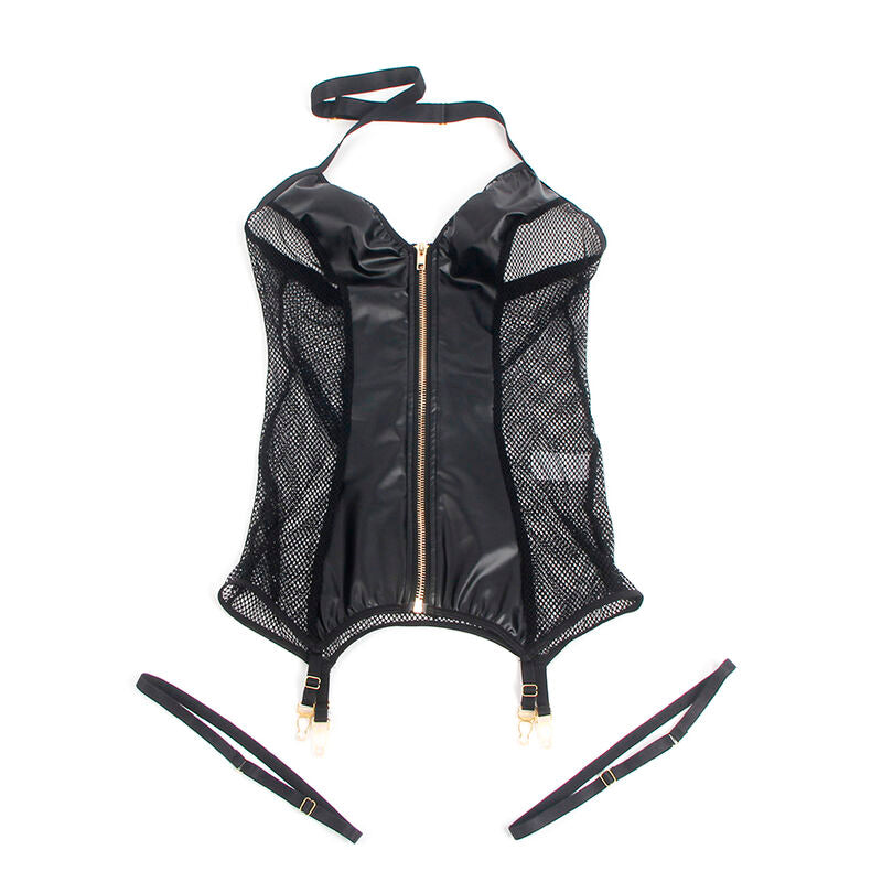 Sublime sexy mesh klänning i läder svart L/XL