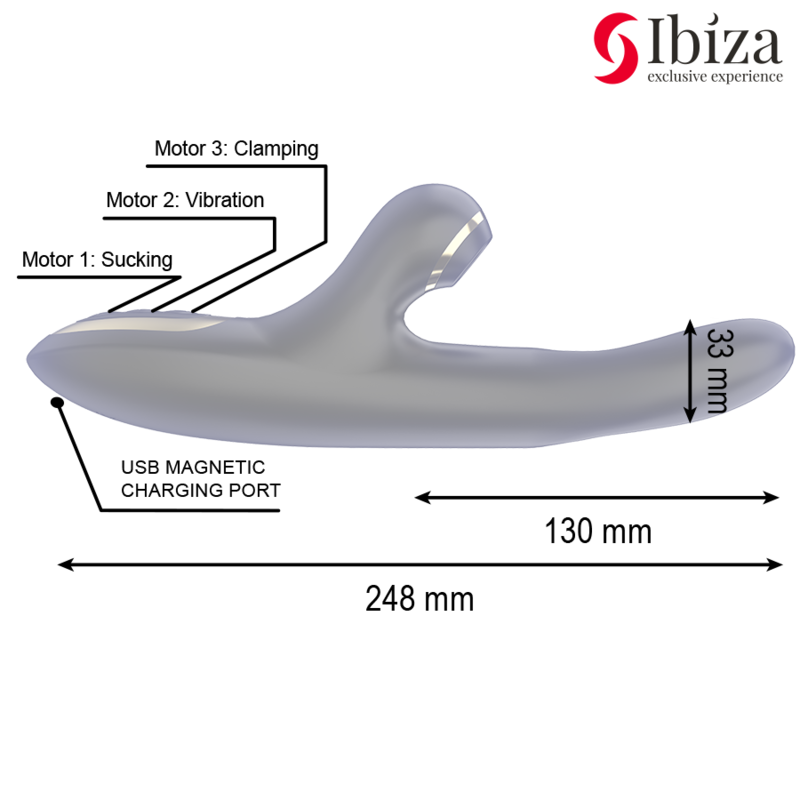IBIZA Double Clamping vibrator i svart