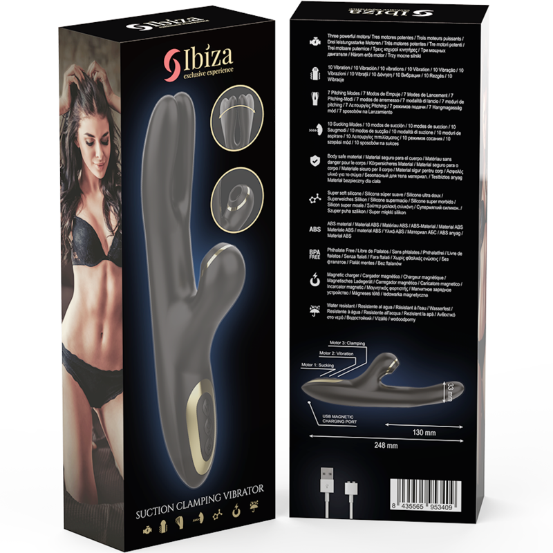 IBIZA Double Clamping vibrator i svart