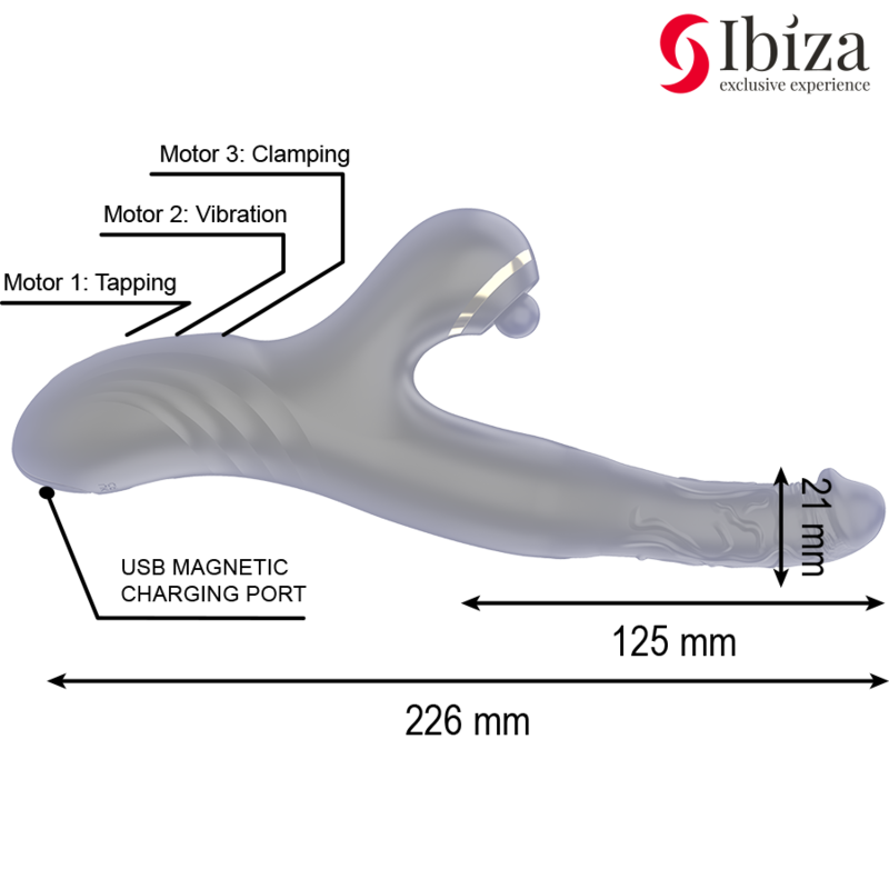 IBIZA TWO DRAGONS dubbelvibrator i svart