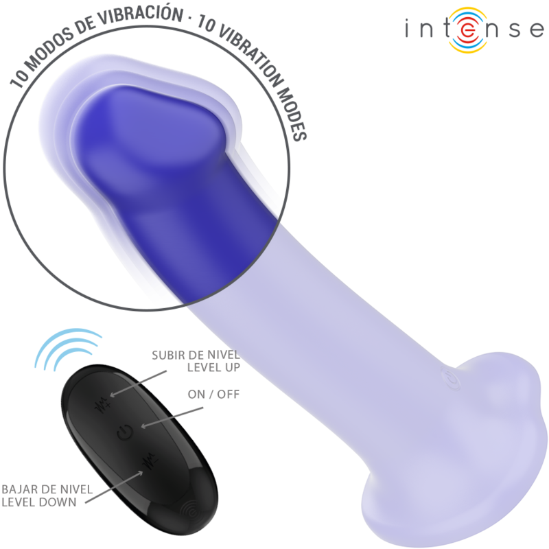 INTENSE - VICTORIA Vibrator med Sugkopp 10 Vibrationslägen Mörkblå Fjärrkontroll
