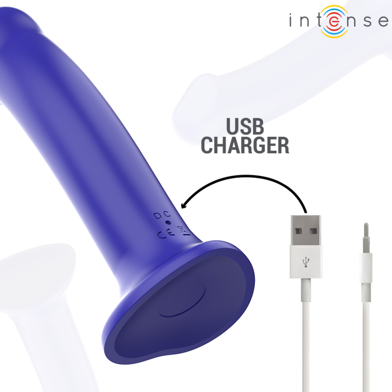 INTENSE - VICTORIA Vibrator med Sugkopp 10 Vibrationslägen Mörkblå Fjärrkontroll