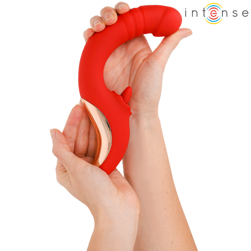 U-formad vibrator och stimulator PAULINA i röd färg