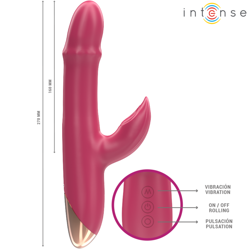 INTENSE CHLOE multifunktionell vibrator 3 i 1 i röd färg