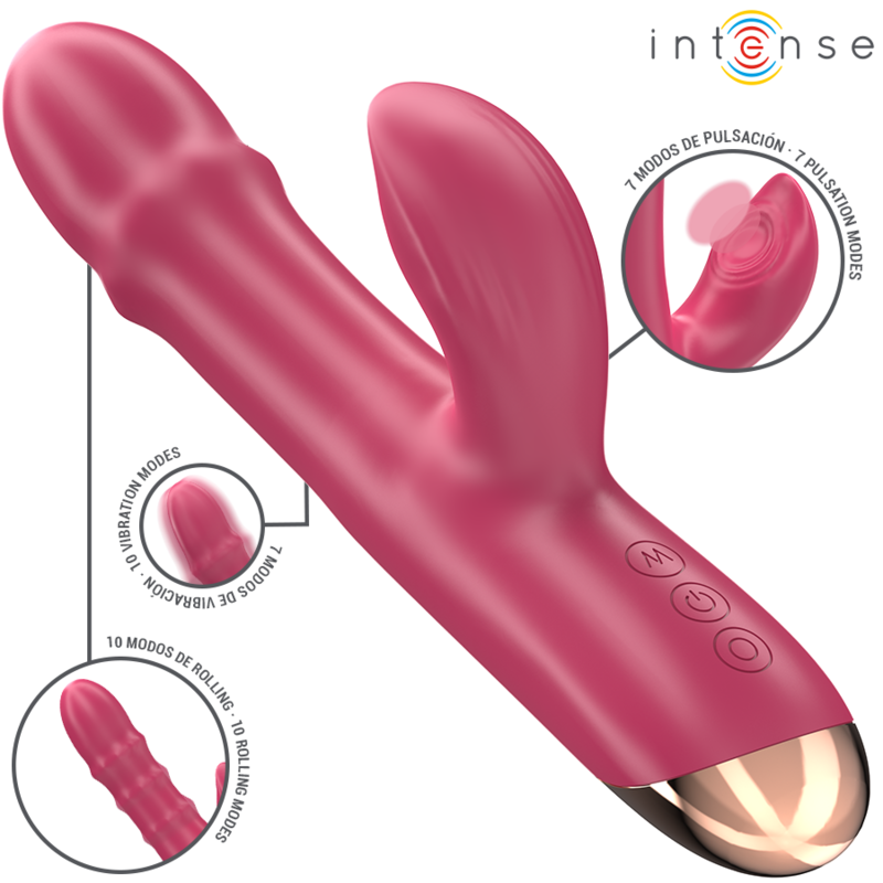 INTENSE CHLOE multifunktionell vibrator 3 i 1 i röd färg