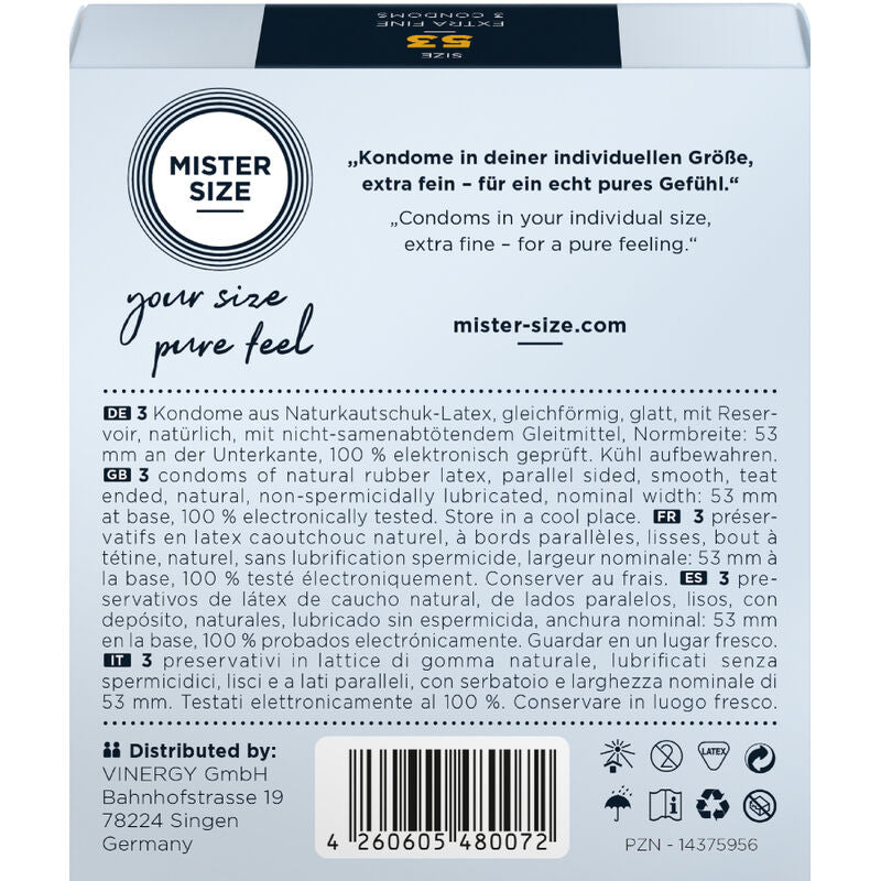 MISTER SIZE kondom storlek M 53 mm, 3 enheter