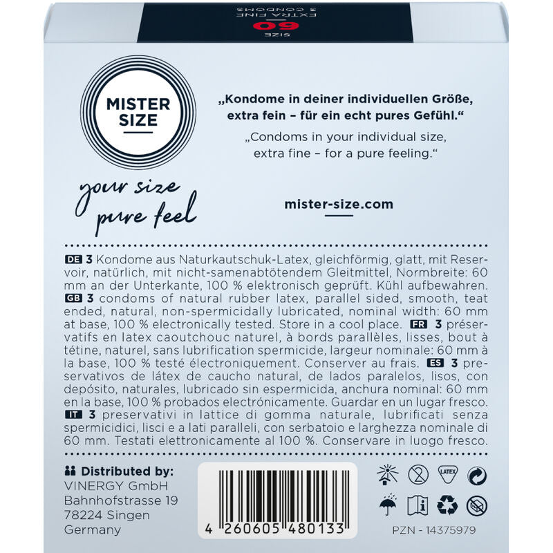MISTER SIZE kondom storlek XL 60 mm, 3 enheter