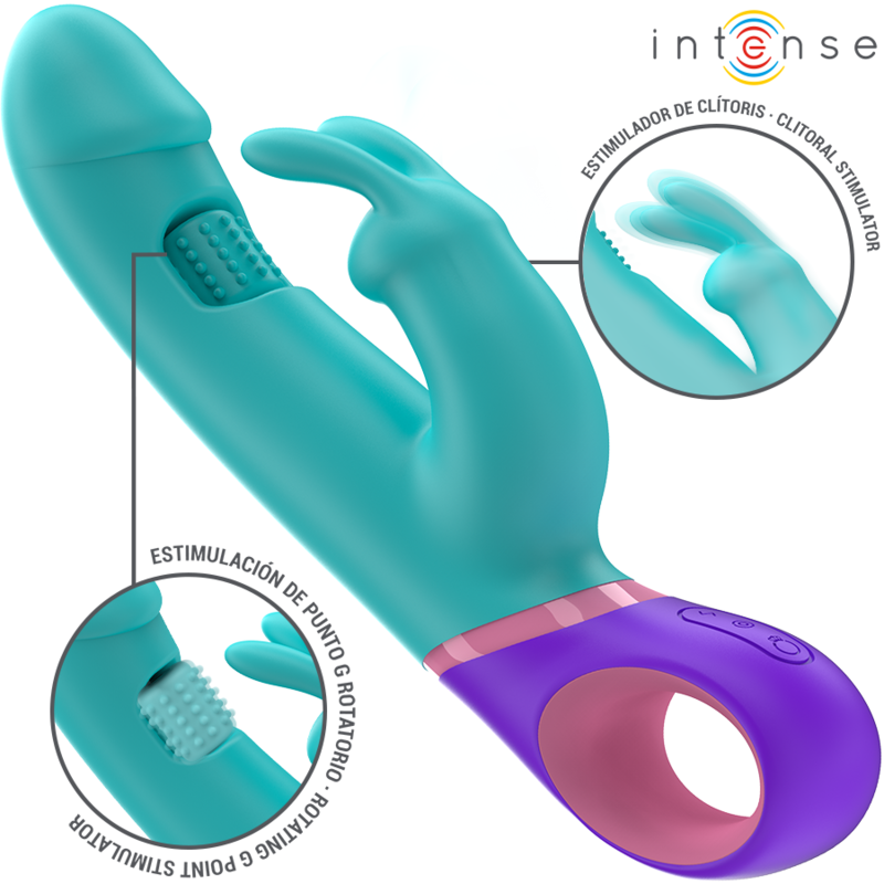 Blå rabbit vibrator med roterande G-punktsstimulator