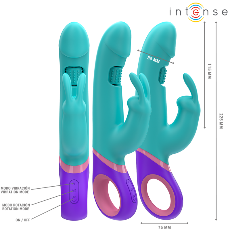 Blå rabbit vibrator med roterande G-punktsstimulator
