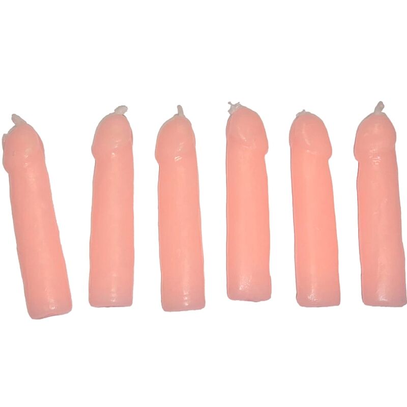 Set med 6 köttfärgade penisformade ljus