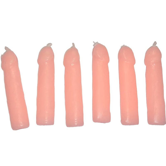 Set med 6 köttfärgade penisformade ljus