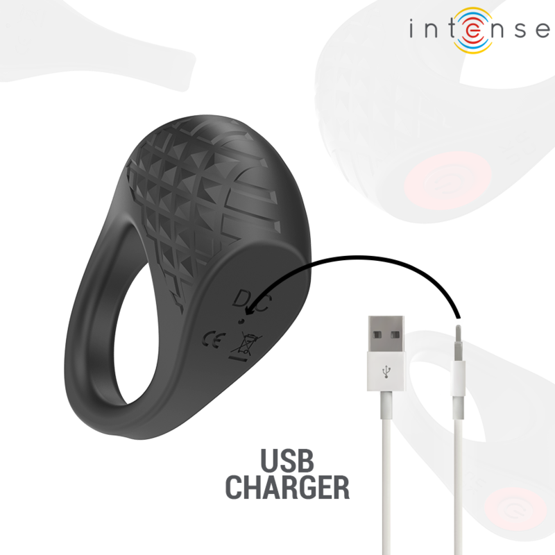 INTENSE - CLOVER Vibrator Penisring 10 Vibrationslägen Svart