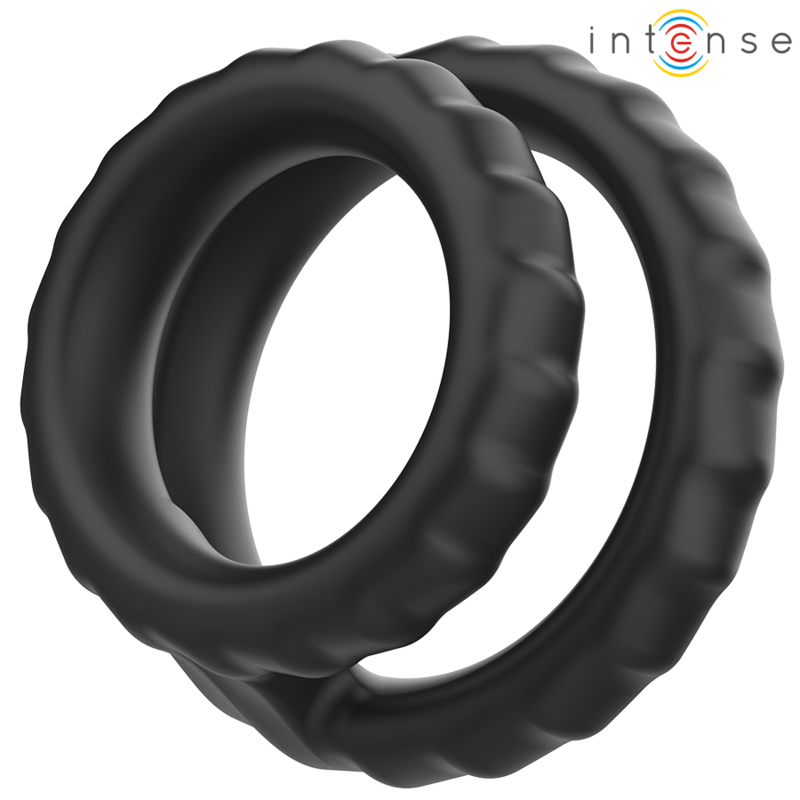 INTENSE - DEWEY DUBBEL SILIKON PENISRING SVART MODELL 2