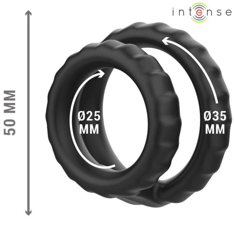 INTENSE - DEWEY DUBBEL SILIKON PENISRING SVART MODELL 2
