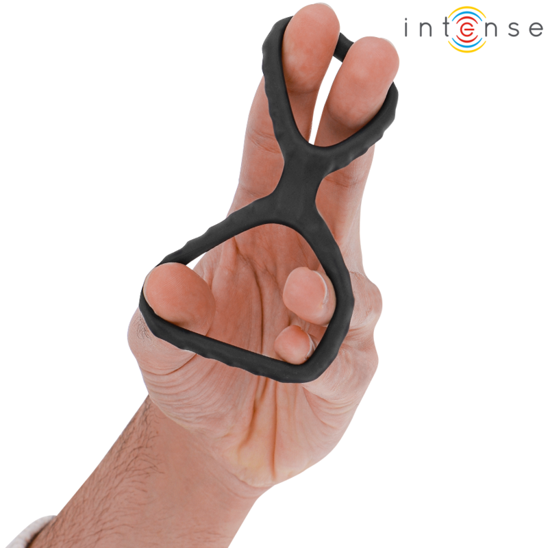 INTENSE - DEWEY DUBBEL SILIKON PENISRING SVART MODELL 2