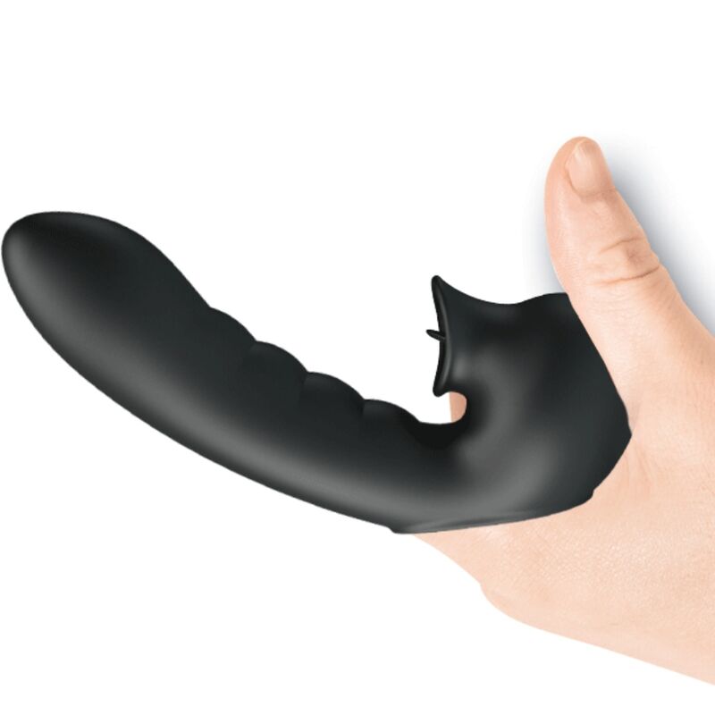Vibrerande fingerfodral med klitorisstimulator i svart