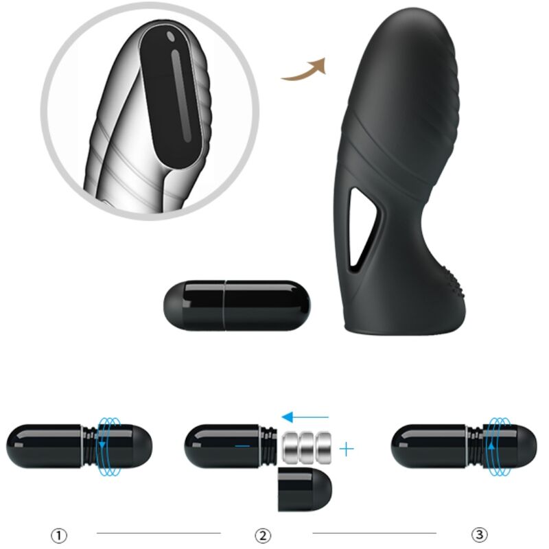 PRETTY LOVE Alan silikonfinger vibrator i svart