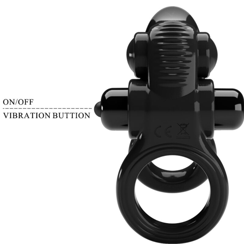 PRETTY LOVE Passionate Ring dubbel vibrerande ring svart