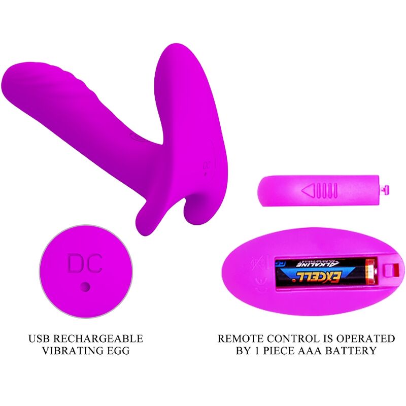 PRETTY LOVE - Massager & Vibrator 12 Vibrations Fjärrkontroll Lila