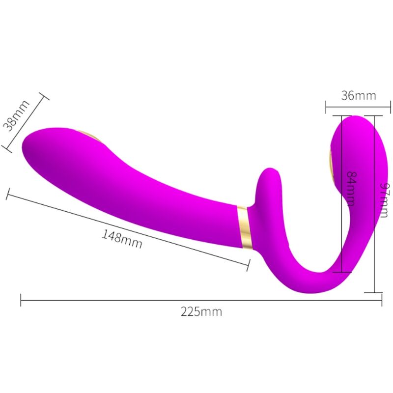 PRETTY LOVE Thunderbird dubbel strap-on vibrator med fjärrkontroll i lila