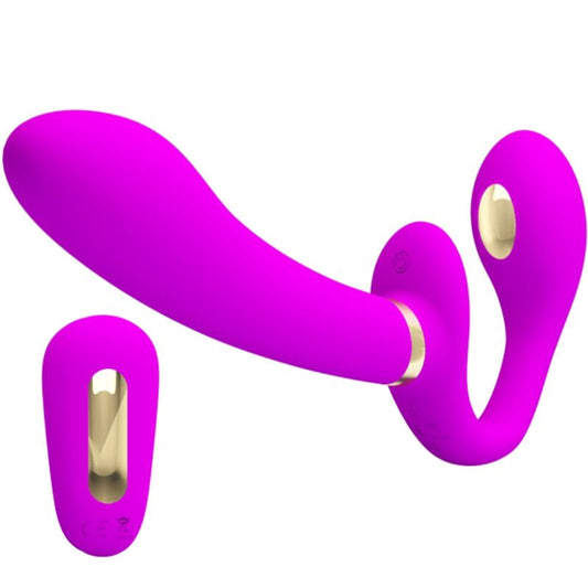 PRETTY LOVE Thunderbird dubbel strap-on vibrator med fjärrkontroll i lila