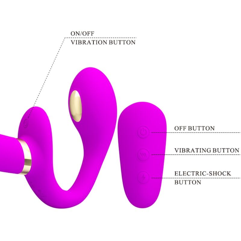 PRETTY LOVE Thunderbird dubbel strap-on vibrator med fjärrkontroll i lila