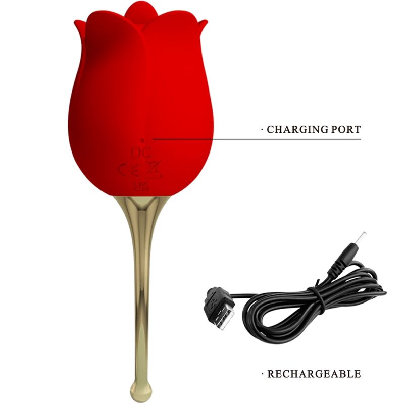 PRETTY LOVE - ROSE LOVER ROSE KLITORIS STIMULATOR 12 VIBRATIONER RÖD