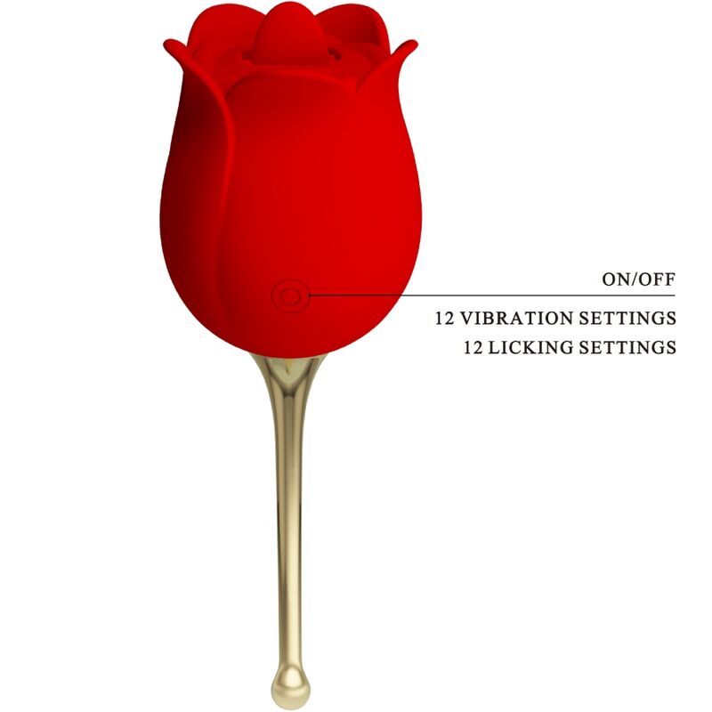 PRETTY LOVE - ROSE LOVER ROSE KLITORIS STIMULATOR 12 VIBRATIONER RÖD