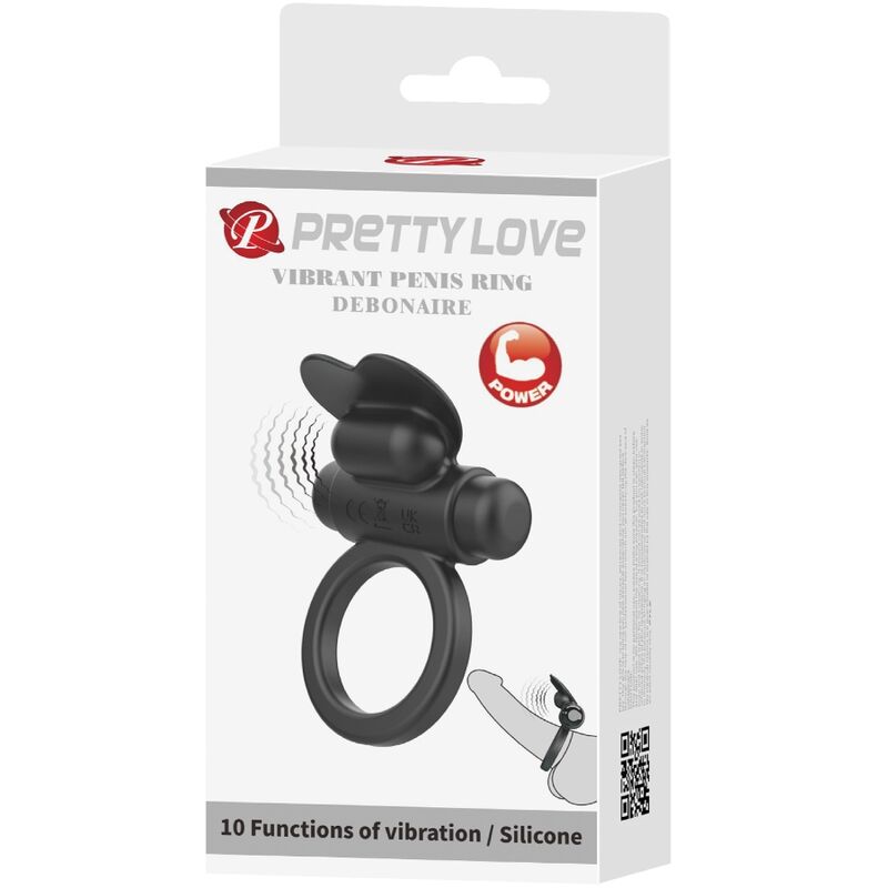 Debonaire vibrerande ring rabbit med 10 vibrationer i svart