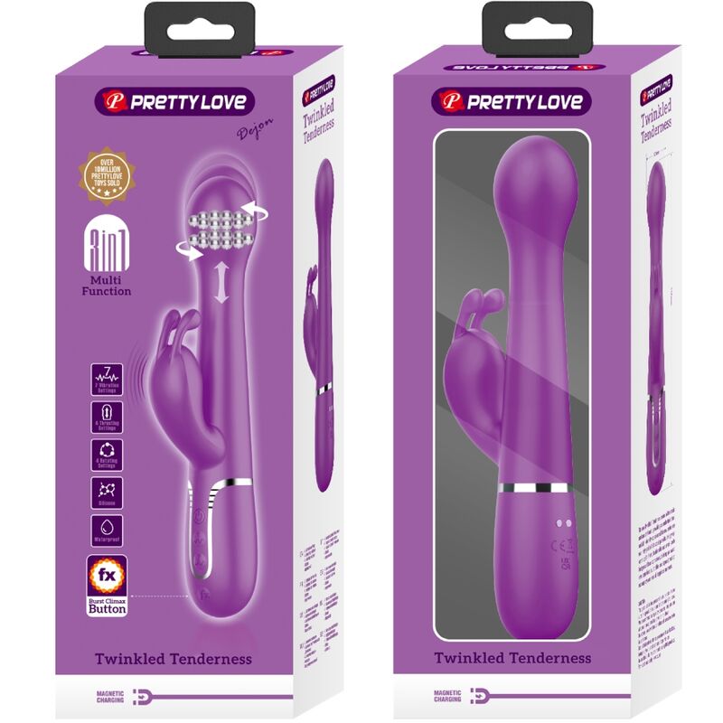 PRETTY LOVE - DEJON 3 I 1 MULTIFUNKTION RABBIT VIBRATOR LILA