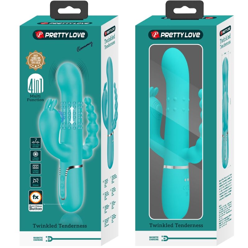 PRETTY LOVE Cammy 4 i 1 multifunktionell rabbit vibrator blå