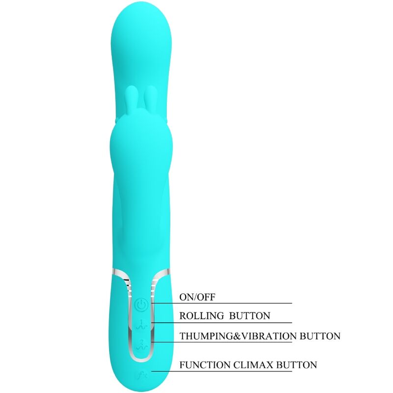 PRETTY LOVE Cammy 4 i 1 multifunktionell rabbit vibrator blå