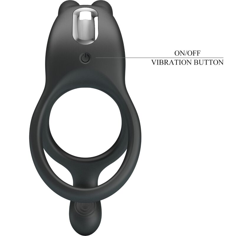 PRETTY LOVE SETH dubbel vibrerande ring i svart