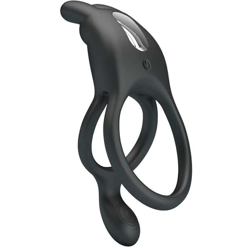 PRETTY LOVE SETH dubbel vibrerande ring i svart