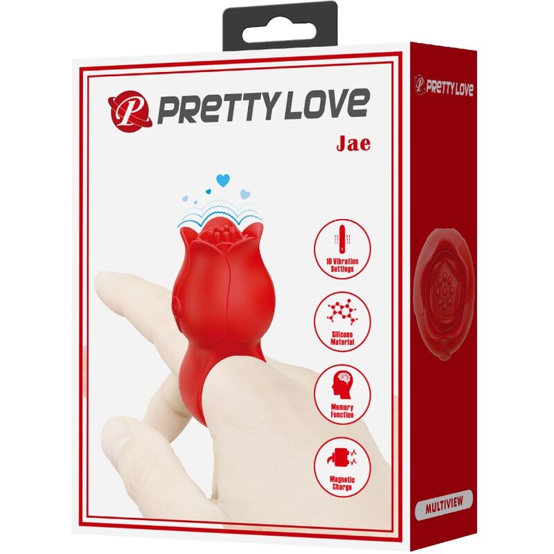 PRETTY LOVE JAE rosformad finger vibrator i röd färg